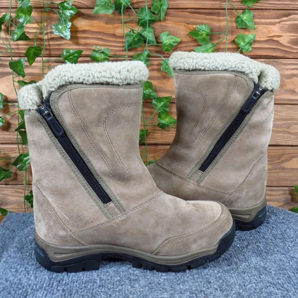 Sorel Water Fall Women Winter Boots Size 6 Waterproof Snow Tan Suede Insulated